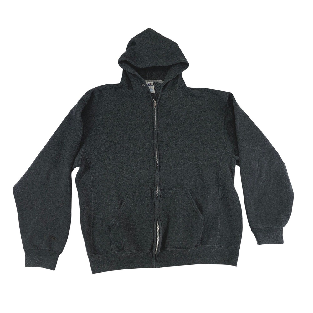 Russell Athletic Men's Charcoal Heather Full Zip Hoodie Sweatshirt XL Activewear